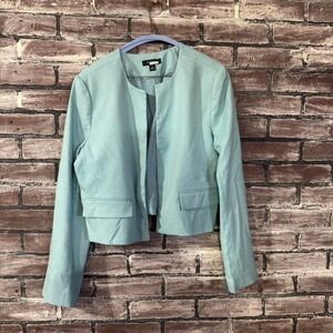 Ann Taylor Blazer Women 6P Blue Open Front Career Office Petite Jacket